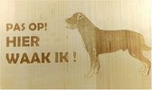 Hier Waak ik Rottweiler 25x15 Cm ( Berkenhout ) Wandbord / Spreuktegel