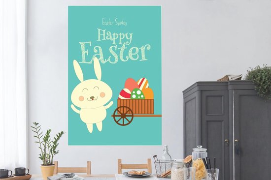 Pasen citation dimanche de Pâques Happy Pâques avec panier 120x180 cm XXL / de Groot taille!