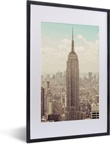 Fotolijst incl. Poster - Uitzicht op het Empire State Building met een ouderwets thema - 40x60 cm - Posterlijst