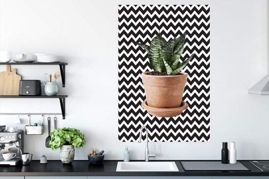 Plante à feuilles rayées pour fond en zigzag 80x120 cm