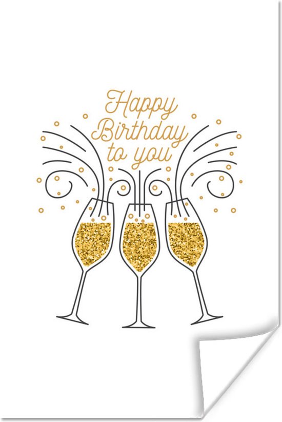 Citation ``Happy anniversaire à vous '' avec des verres à champagne sur  fond blanc... | bol
