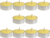 Set van 10x stuks gele Citronella waxinelichtjes/theelichtjes - Geurkaarsen citrus geur - Anti-muggen citronella kaarsen