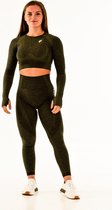 Vital de sport vitale / ensemble sportswear pour femme / tenue fitness leggings + haut de sport (vert foncé)