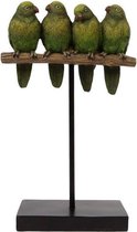 Gifts Amsterdam Sculptuur Vogels Op Stok 25 Cm Polyresin Groen