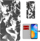 Voor Huawei P smart 2021/Y7a Cloud Fog Pattern Horizontal Flip Leather Case met houder & kaartsleuf & portemonnee (zwart)