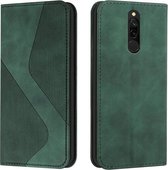 Voor Xiaomi Redmi 8/8A Skin Feel Magnetisch S-type Effen Kleur Horizontale Flip Lederen Case met Houder & Kaartsleuf & Portemonnee (Groen)