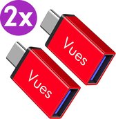 Vues USB-C naar USB 3.0 Adapter - Converter Hub - Rood - OTG Verloop