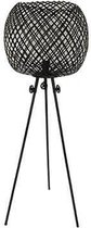 Zwart ijzeren vloerlamp met opengewerkte kap. 140 cm 223002847