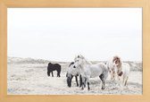 JUNIQE - Poster in houten lijst Wild and Free Horses 1 -30x45 /Ivoor &