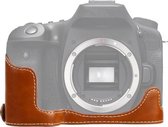 1/4 inch schroefdraad PU lederen camera halve behuizing basis voor Canon EOS 90D (bruin)