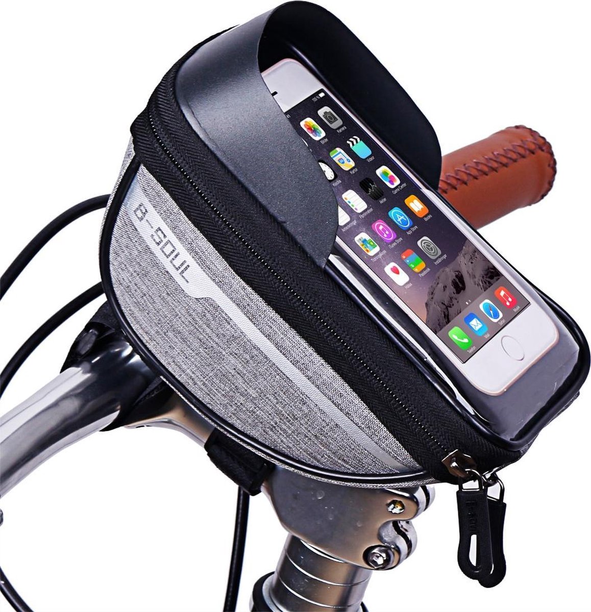 Stuurtas met telefoonhouder - Grijs - Waterdicht - 7 inch