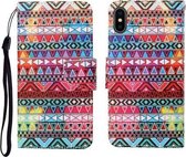 Voor iPhone X Geschilderd patroon Horizontale flip-lederen hoes (tribale etnische stijl)