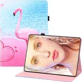 Voor Amazon Kindle Fire HD8 (2020) Gekleurde tekening Horizontale flip PU lederen tas met houder & kaartsleuven & portemonnee & slaap- / wekfunctie (Flamingo)