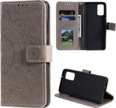Voor Samsung Galaxy S20 Plus Totem Bloem Reliëf Horizontale Flip TPU + PU lederen tas met houder & kaartsleuven & portemonnee (grijs)