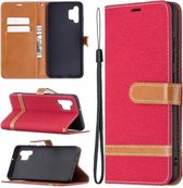 Voor Samsung Galaxy A32 4G Kleuraanpassing Denim Textuur Horizontale Flip Leren Case met Houder & Kaartsleuven & Portemonnee & Lanyard (Rood)