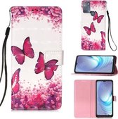 Voor Motorola Moto G50 3D Schilderen Horizontale Flip Leren Case met Houder & Kaartsleuf & Portemonnee & Lanyard (Rose Red Butterfly)