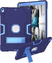 Contrasterende kleur Robot schokbestendig siliconen + pc-beschermhoes met houder voor iPad Pro 10,5 inch (2017) / Air 10.5 (2019) (marineblauw + blauw)