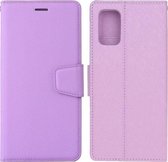 Voor Samsung Galaxy A71 Zijden Textuur Horizontale Flip Leren Case met Houder & Kaartsleuven & Portemonnee & Fotolijst (Paars)