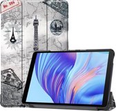 Voor Huawei Honor X7 / MatePad T8 Custer Painted TPU Smart Tablet Leather Case met Tri-Fold Bracket & Pen Slot (Retro Tower)