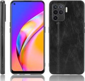 Voor OPPO A94 4G / F19 Pro 4G / Reno 5F Schokbestendig Naaien Koe Patroon Huid PC + PU + TPU Case (Zwart)