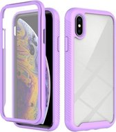 Starry Sky Solid Color-serie Schokbestendige pc + TPU-hoes met PET-folie voor iPhone XS / X (lichtpaars)