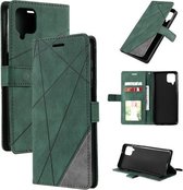 Voor Samsung Galaxy A12 Skin Feel Splicing Horizontale flip lederen tas met houder & kaartsleuven & portemonnee & fotolijst (groen)