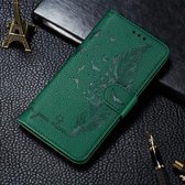 Voor Samsung Galaxy A22 5G Litchi Textuur Veer Embossing Patroon Horizontale Flip Leren Hoes met Houder & Kaartsleuven & Portemonnee & Fotolijst & Lanyard (Groen)