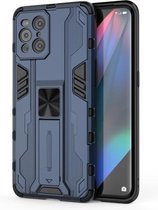 Voor OPPO Find X3 Supersonic PC + TPU schokbestendige beschermhoes met houder (donkerblauw)