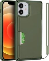 Armor schokbestendig TPU + pc-hardcase met kaartsleufhouder Funtion voor iPhone 12 mini (groen)