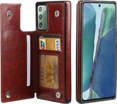 Voor Samsung Galaxy Note20 FLOVEME Crazy Horse Texture Horizontale Flip lederen beschermhoes met kaartsleuven & houder (bruin)