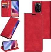 Voor Xiaomi Redmi K40 Pro / K40 / Poco F3 / Mi 11i Retro-skin Zakelijke magnetische zuignap lederen tas met houder & kaartsleuven & portemonnee (rood)