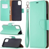 Voor LG K42 Litchi Textuur Pure Kleur Horizontale Flip Leren Case met Houder & Kaartsleuven & Portemonnee & Lanyard (Groen)