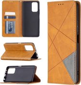 Voor Xiaomi Redmi Note 10 Pro Rhombus Texture Horizontale Flip Magnetische Leren Case met Houder & Kaartsleuven (Geel)