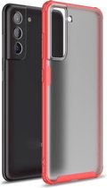 Voor Samsung Galaxy S21 FE Vierhoekige schokbestendige TPU + pc-beschermhoes (rood)