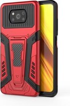 Voor Xiaomi Poco X3 War Chariot Series Armor All-inclusive schokbestendige pc + TPU beschermhoes met onzichtbare houder (rood)