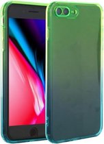 Rechte rand kleurverloop TPU beschermhoes voor iPhone 8 Plus / 7 Plus (blauwgroen)