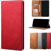 Voor Samsung Galaxy A21 GUSSIM GS-001 Business Style Horizontale Flip Skin Feel PU lederen tas met houder & kaartsleuven & portemonnee & fotolijst (rood)