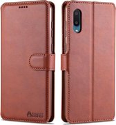 Voor Samsung Galaxy M02 (EU-versie) AZNS Kalfsstructuur Horizontale Flip Leren Case met Houder & Kaartsleuven & Portemonnee & Fotolijst (Bruin)