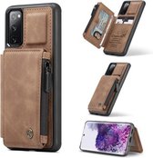 Voor Samsung Galaxy S20 FE CaseMe C20 multifunctionele pc + TPU beschermhoes met houder & kaartsleuf & portemonnee (bruin)