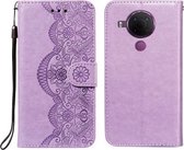 Voor Nokia 5.4 Flower Vine Embossing Pattern Horizontale Flip Leather Case met Card Slot & Holder & Wallet & Lanyard (Purple)