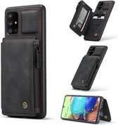 Voor Samsung Galaxy A71 4G CaseMe C20 Multifunctionele PC + TPU beschermhoes met houder & kaartsleuf & portemonnee (zwart)