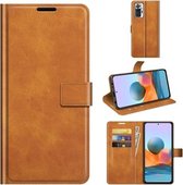 Voor Geschikt voor Xiaomi Redmi Note 10 Pro Retro Kalfspatroon Gesp Horizontale Flip Leren Case met Houder & Kaartsleuven & Portemonnee (Geel)
