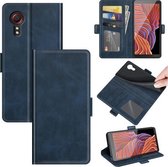 Voor Samsung Galaxy Xcover 5 / Xcover 5S Dual-side magnetische gesp Horizontale flip lederen tas met houder & kaartsleuven & portemonnee (donkerblauw)