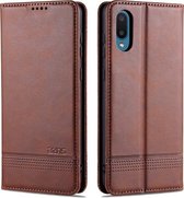 Voor Samsung Galaxy A02 AZNS Magnetische Kalfsstructuur Horizontale Flip Leren Case met Kaartsleuven & Houder & Portemonnee (Donkerbruin)