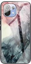 Voor Xiaomi Mi 11 Pro beschermhoes met abstract marmerpatroonglas (abstract zwart)