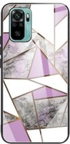 Voor Xiaomi Redmi Note 10 Abstract Marble Pattern Glass beschermhoes (Rhombus Grey Purple)