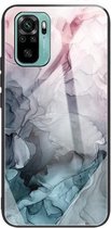 Voor Xiaomi Redmi Note 10 Abstract Marble Pattern Glass beschermhoes (abstract lichtroze)