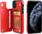 FLOVEME Crazy Horse Texture Horizontale Flip lederen beschermhoes met kaartsleuven en houder voor iPhone 11 Pro Max (rood)