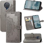 Voor Nokia 6.3 Mandala Embossing Patroon Horizontale Flip Leren Case met Houder & Kaartsleuven & Portemonnee & Lanyard (Grijs)