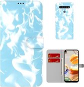 Voor LG K61 Cloud Fog Pattern Horizontal Flip Leather Case met houder & kaartsleuf & portemonnee (hemelsblauw)